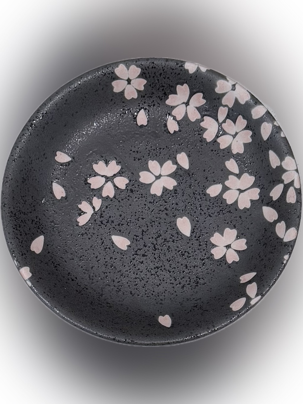 Black Pink Cherry Blossom Ceramic Candle Holder Dish 4”